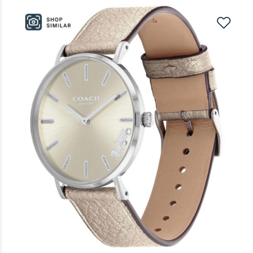 Coach Perry Metallic Leather Strap Watch